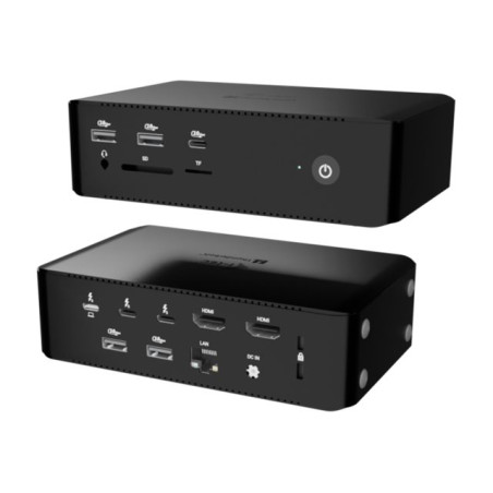 I-TEC Thunderbolt 5 Quattro Display DS 2xTB5 2xHDMI 1x2.5GLAN 1xAudio/Mic 1xUSB-C Gen2 4xUSB-A Gen2 SD+TF Cardreader PD 140W KL