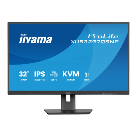 IIYAMA XUB3297QSNP-B1 32inch IPS-panel 2560x1440 350cd/m USB-C Dock LAN/95W PD/DP-OUT KVM USB 3x3.2+1xC 1ms