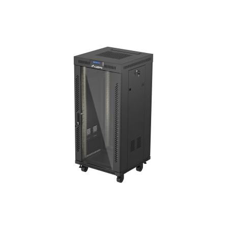 Lanberg Rack cabinet 19" free-standing 24U/600x600 (flat pack) with glass door LCD V2, black | Lanberg