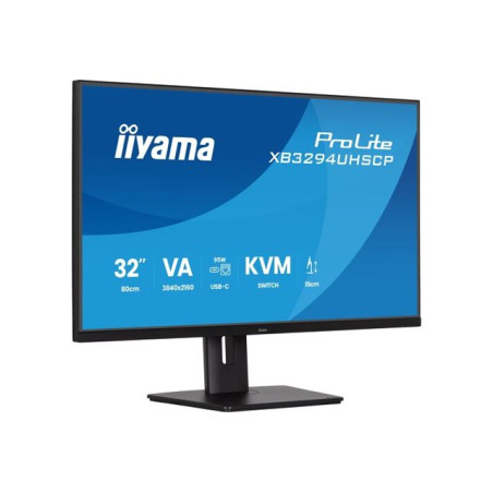 IIYAMA XB3294UHSCP-B1 32inch VA-panel 3840x2160 UHD 15cm Height Adj. Stand 350cd/m 2ms Speakers USB-C Dock LAN/KVM/95W PD