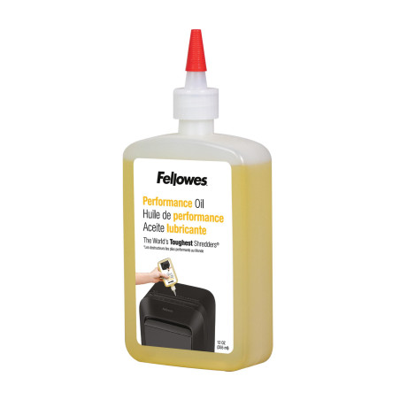 Fellowes | Shredder Oil 355 ml | For use with all Fellowes cross-cut and micro-cut shredders. Oil shredder each time wastebasket is emptied or a minimum of twice a month. Plastic squeeze bottle with extended nozzle ensures complete coverage