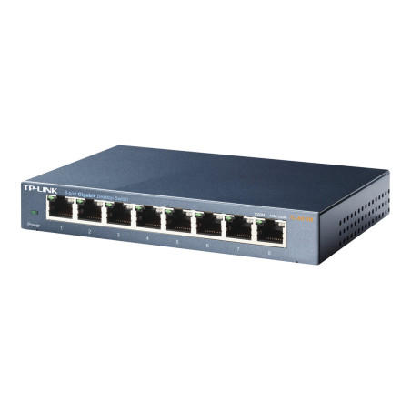 TP-LINK 8-port Metal Gigabit Switch 5 10/100/1000M RJ45 ports supports GMP Snooping IEEE 802.1p QoS Plug and Play metal case