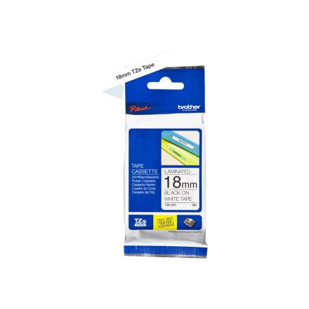 BROTHER TZE241 tape cassette white black 18mmx8m laminiert for P- touch 210E 220 300 310 340 340C 350 540 540C