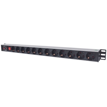 Intellinet Vertical Rackmount 12-Output Power Distribution Unit (PDU), EU CEE 7/3 Outlets, With On/Off Switch and Overload Protection, Built-in 1.8m Power Cord with EU CEE 7/4 Plug