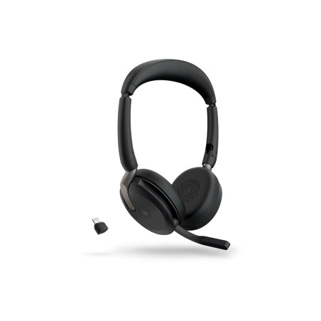 JABRA Evolve2 65 Flex MS Stereo Headset on-ear Bluetooth wireless active noise cancelling USB-C black Certified for Microsoft Te