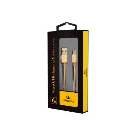 GEMBIRD CCB-mUSB2B-AMBM-6-G cotton braided micro USB cable 2.0 AM-MBM5P 1.8M metal connectors gold