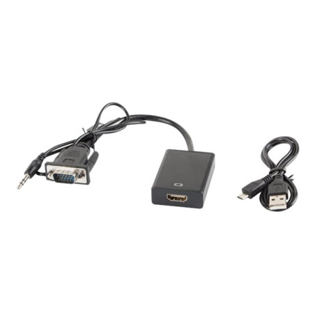 LANBERG AD-0021-BK adapter VGA F + audio 3.5mm -> HDMI F 20cm