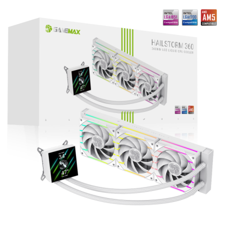 Gamemax CPU Liquid Cooler | HAILSTORM 360 LCD WH | White