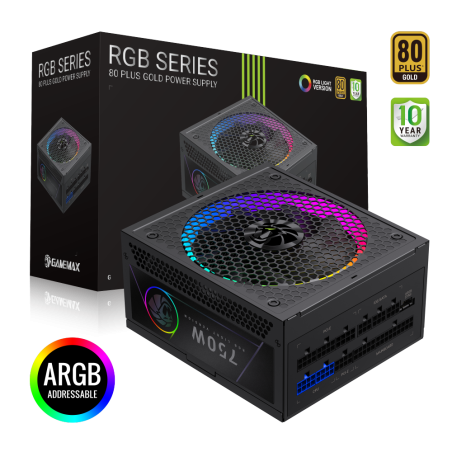 Gamemax PSU | RGB 750G | 750 W | Gold | Full Modular