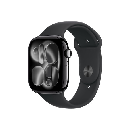 Apple Watch Series 11 GPS + Cellular 46mm Jet Black Aluminium Case with Black Sport Band - S/M | Apple