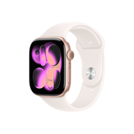 Apple Watch Series 11 GPS + Cellular 46mm Rose Gold Aluminium Case with Light Blush Sport Band - M/L | Apple