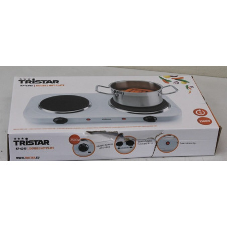 SALE OUT. Tristar KP-6245 Hot plate, 2 thermostats, 2 burners, 5 adjustable settings, Heat resisting housing, 1500W&1100W, White | Tristar | Free standing table hob | KP-6245 | Hob type Electric | White | DAMAGED PACKAGING, DENT CORPUS