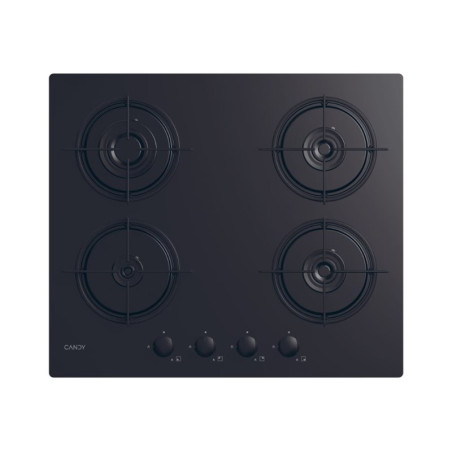 Candy Hob | CVW6BB | Gas on glass | Number of burners/cooking zones 4 | Knobs | Black