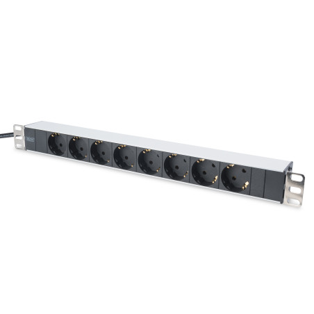 Digitus | Aluminum outlet strip with 8 safety outlets | DN-95401 | Sockets quantity 8