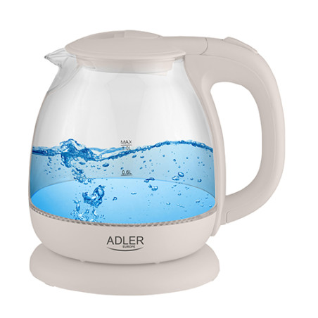 Adler | Kettle | AD 1283C | Electric | 900 W | 1 L | Glass | 360° rotational base | Cream