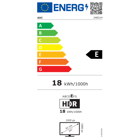 AOC | 24B31H | 24 " | IPS | FHD | 16:9 | 120 Hz | 1 ms | 1920 x 1080 pixels | 300 cd/m² | HDMI ports quantity 1 | Black