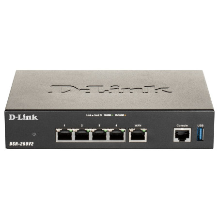 D-Link DSR-250V2 wireless router Gigabit Ethernet Black