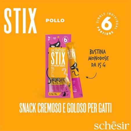 SCHESIR Stix Cream of chicken - treat for cats - 6x15g