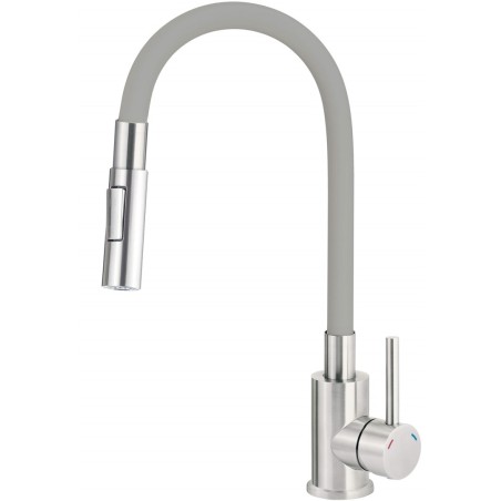 Kitchen faucet with bent spout - 2 types of spray