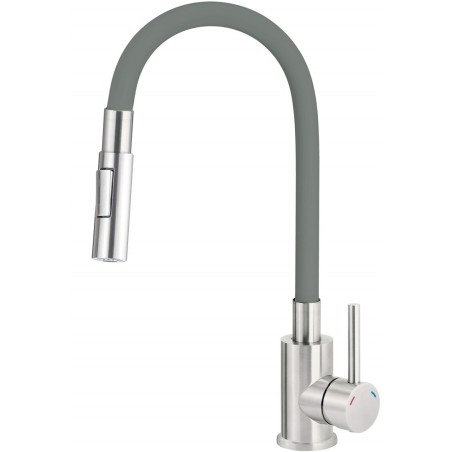 Kitchen faucet with bent spout - 2 types of spray