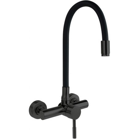 Wall-mounted kitchen faucet with bent spout