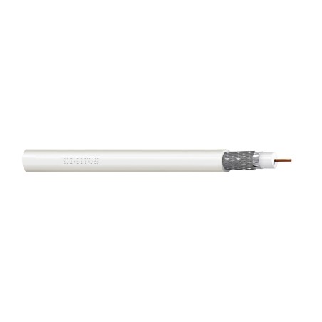 Coaxial cable DIGITUS RG-6, 75 Ohm, shield (2x foil + 77% braid), Eca, PVC, 100m, white