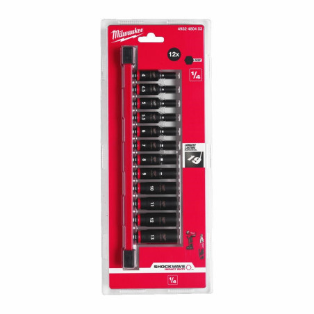 MILWAUKEE IMPACT SOCKET SET 1/4" 12pcs