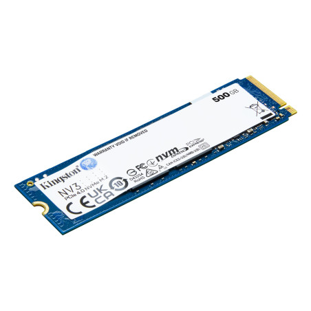 SSD|KINGSTON|NV3|500GB|M.2|PCIE|NVMe|3D NAND|Write speed 3000 MBytes/sec|Read speed 5000 MBytes/sec|TBW 160 TB|MTBF 200000 hours|SNV3S/500G