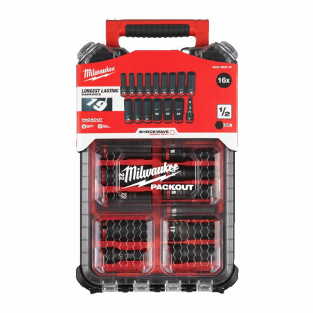 MILWAUKEE IMPACT SOCKET SET 1/2" 16pcs PACKOUT