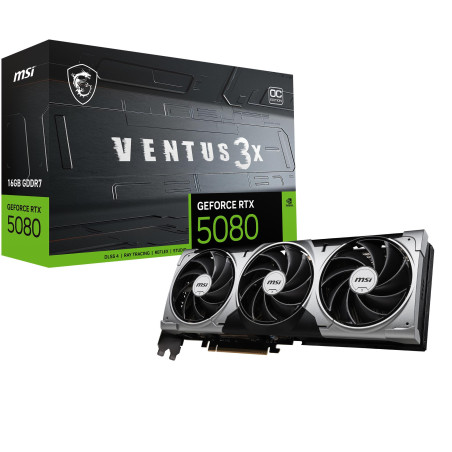 MSI GeForce RTX 5080 16G VENTUS 3X OC | NVIDIA | 16 GB | GeForce RTX 5080 | HDMI ports quantity 1 | PCI Express Gen 5 | Memory clock speed 2655 MHz
