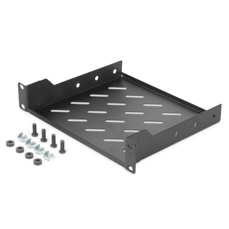 Digitus | 1U fixed shelf | DN-10-TRAY-2-B | Perfect for storage of components which are not 254 mm (10") suitable. Slim design which takes space of 1 height unit. Easy and quick to mount or dismount. Load capacity: 25 kg | Black