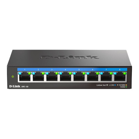 D-Link | DMS-108/E | 8-Port 2.5G Multi-Gigabit Desktop Switch | Desktop | Unmanaged