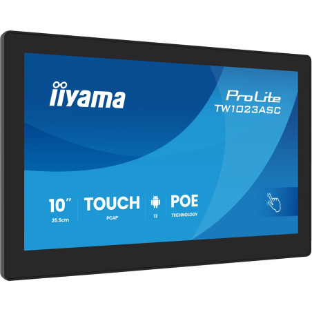 iiyama TW1023ASC-B3P Signage Display Kiosk design 25.6 cm (10.1") Wi-Fi 385 cd/m² WXGA Black Touchscreen Built-in processor Android 24/7