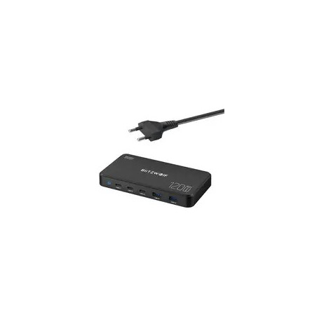 Sieciowa stacja ładująca BlitzWolf 5 w 1 czarna / 120W / 2xUSB-A / 3xUSB-C