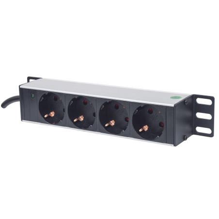 Intellinet 10" 1U Rackmount 4-Output Power Distribution Unit (PDU) EU CEE 7/3 Outlets, With Power Indicator, No Surge Protection, Built-in 1.8m Power Cord with EU CEE 7/4 Plug