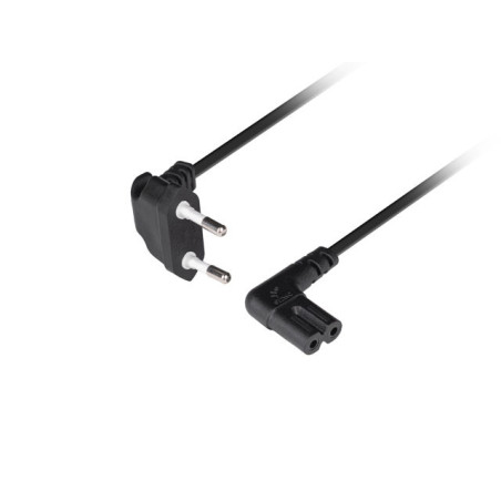 Lanberg CEE 7/16 to IEC 320 C7 Euro (radio) power cord 3m angled VDE | CA-C7CA-12CC-0030-BK