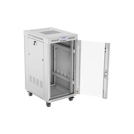 LANBERG free standing rack cabinet 19/22U 600x800 glass door LCD flat pack grey V2