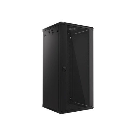 Lanberg wall-mounted installation rack cabinet 19'' 27U 600x600mm black (glass door)