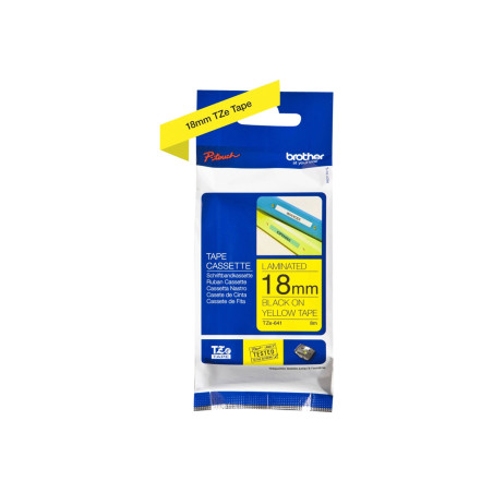 BROTHER TZE641 tape cassette yellow black 18mmx8m laminiert for P- touch 210E 220 300 310 340 340C 350 540 540C
