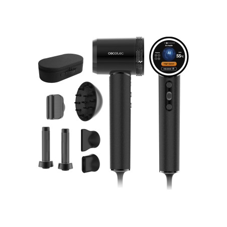 Cecotec Hair Dryer | DryGlam Waves i-Sensor Pro | 1600 W | Number of temperature settings 4 | Ionic function | Black | Diffuser nozzle