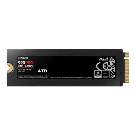SSD|SAMSUNG|990 PRO with Heatsink|4TB|M.2|PCIe Gen4|NVMe|TLC|Write speed 6900 MBytes/sec|Read speed 7450 MBytes/sec|TBW 2400 TB|MTBF 1500000 hours|MZ-V9P4T0CW