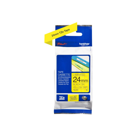 Brother | TZe-651 Laminated Tape | Black On Yellow | TZe | 8 m | 2.4 cm