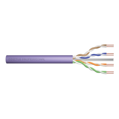 Installation cable DIGITUS cat.6, U/UTP, Dca, AWG23/1, LSOH, 305m, purple, cardboard