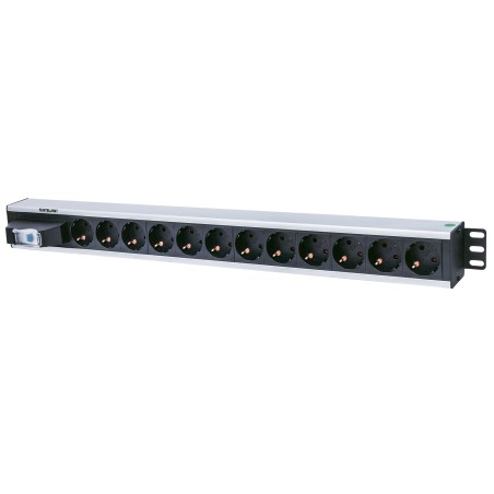 Intellinet Vertical Rackmount 12-Output Power Distribution Unit (PDU), EU CEE 7/3 Outlets, With Single Air Switch, No Surge Protection, Built-in 1.6m Power Cord with EU CEE 7/4 Plug