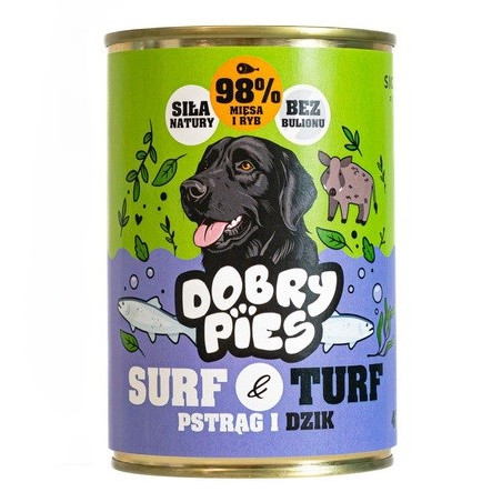 DOBRY PIES Surf & Turf Trout and wild boar - wet dog food - 400g