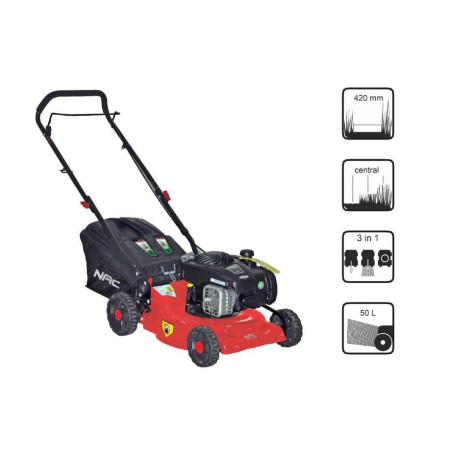 NAC PETROL LAWN MOWER WITHOUT DRIVE 42cm BRIGGS & STRATTON 125cc LP42-450E