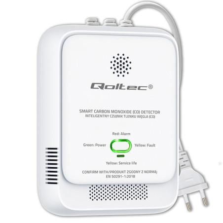 Qoltec 52576 Carbon monoxide sensor | CO detector | alarm 85dB | LED