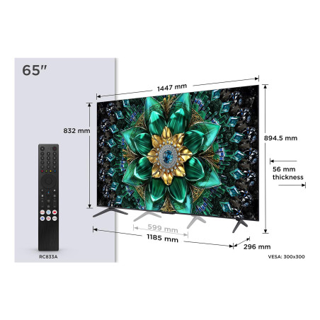 TV Set|TCL|65 "|4K Ultra HD|3840 x 2160 pixels|Flat|16:9|QD-Mini LED|65Q6C