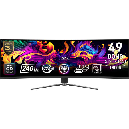 Monitor|MSI|49 "|5120 x 1440 pixels|Dual QHD|Native aspect ratio 32:9|QD-OLED|Curved|MPG491CQPXQD-OLED