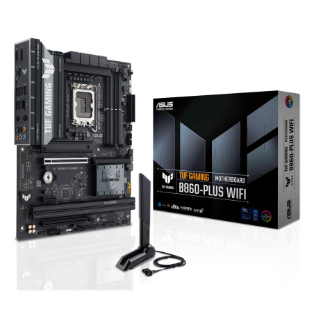 Mainboard|ASUS|Intel B860 Express|LGA1851|ATX|Memory DDR5|Memory slots 4|1xPCI-Express 4.0 1x|1xPCI-Express 4.0 16x|1xPCI-Express 5.0 16x|3xM.2|1xHDMI|1xDisplayPort|2xUSB 2.0|3xUSB 3.0|2xUSB 3.2|1xUSB-C|1xOptical S/PDIF|1xRJ45|5xAudio port|TUFGAMINGB860-PLUSWIFI